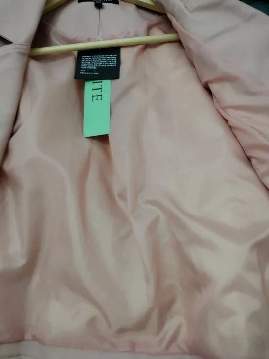 Braccini Petite Blush Pink Moto Jacket XL NWT Faux Leather Zip Biker - Picture 7 of 9